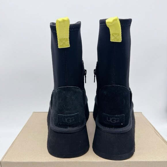 UGG WOMEN'S CLASSIC DIPPER Platform SUEDE SHEARLING LINED BOOTS Black US 9 - Picture 9 of 14